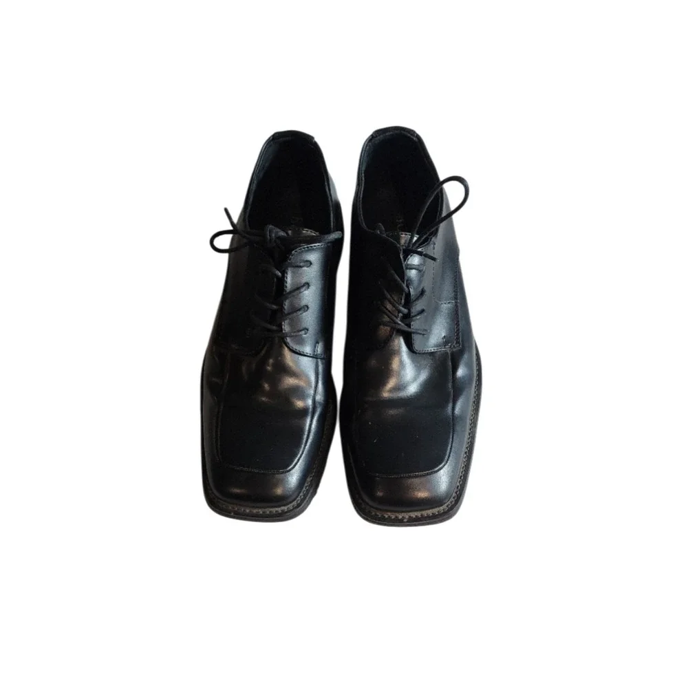 Borelli Martin Men's Oxford Dress Shoes Black Leather Square Toe 11.5 Lace Up